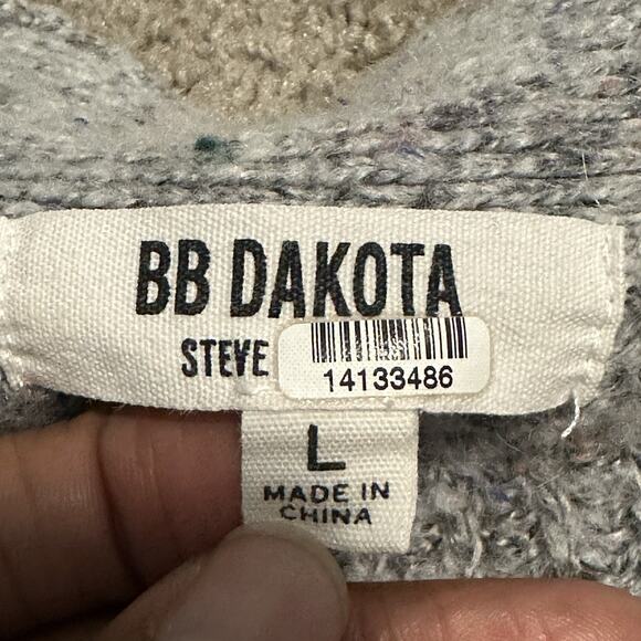 BB Dakota L Speckle Agent Cardigan Sweater Wool Blend Knit 3 Button V- Neck Gray - Picture 7 of 11